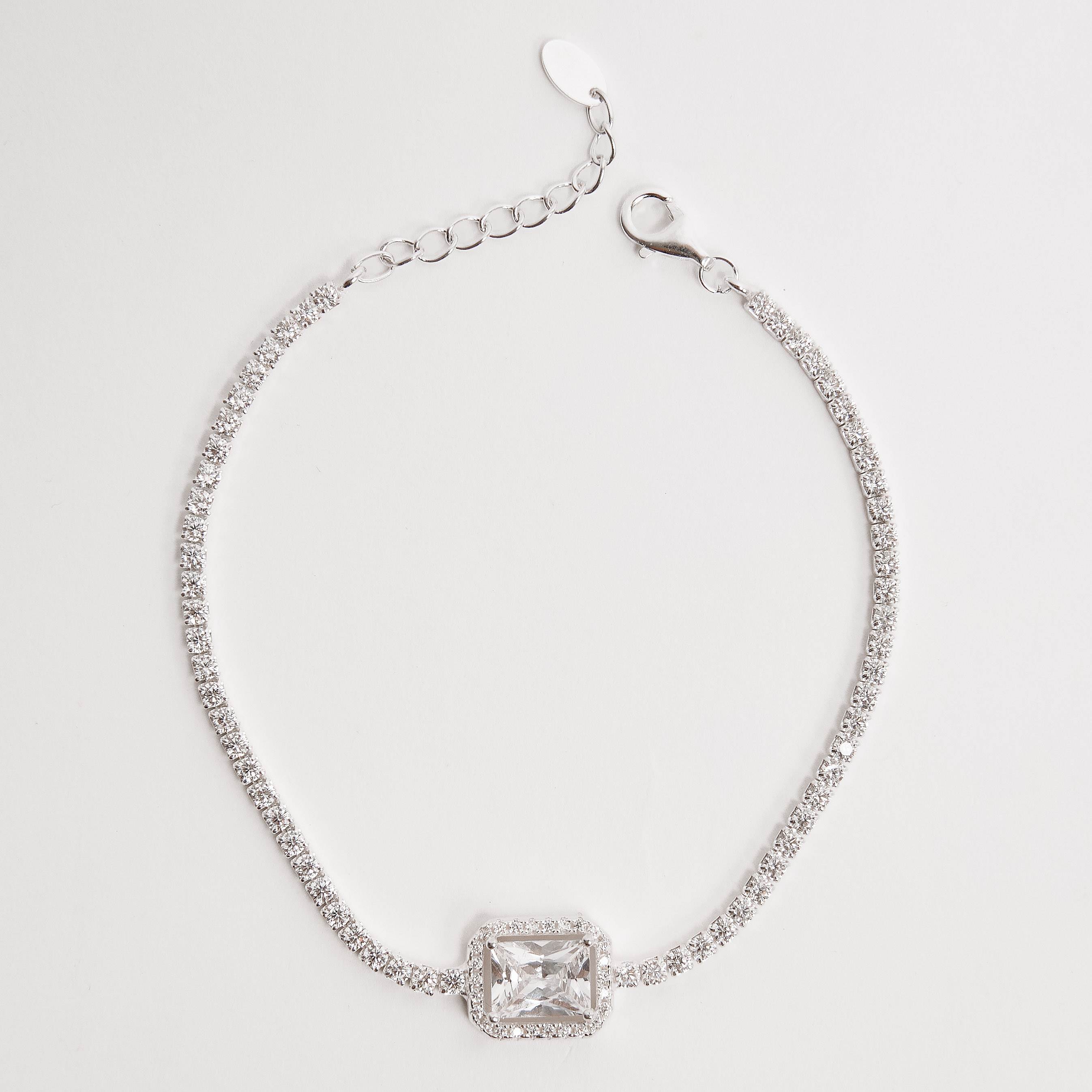 Pulseira Riviera 2.2 com zircônia retangular 8mm 16+4cm