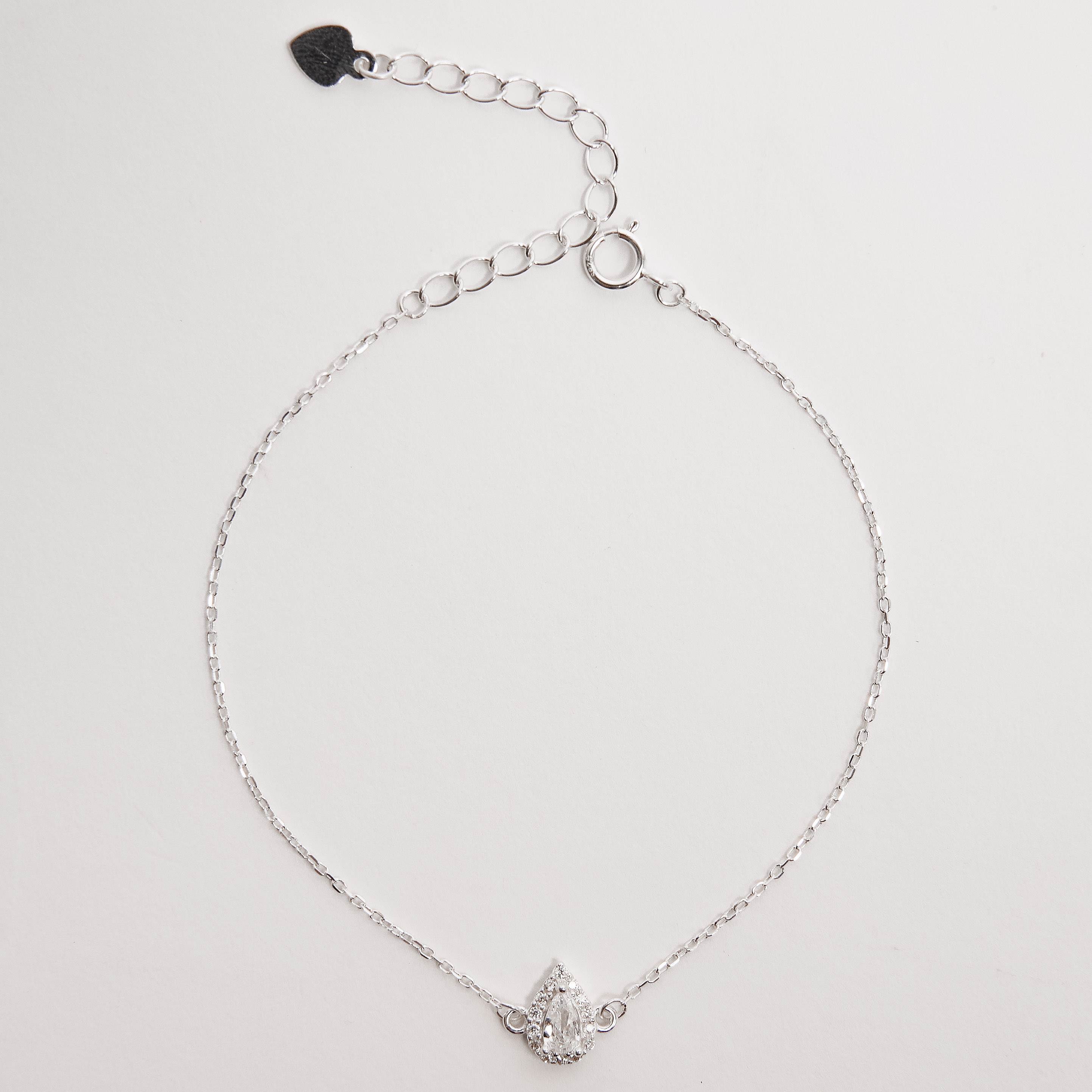 Pulseira entremeios zircônias redonda e gota com cravejado 9mm 16+4cm