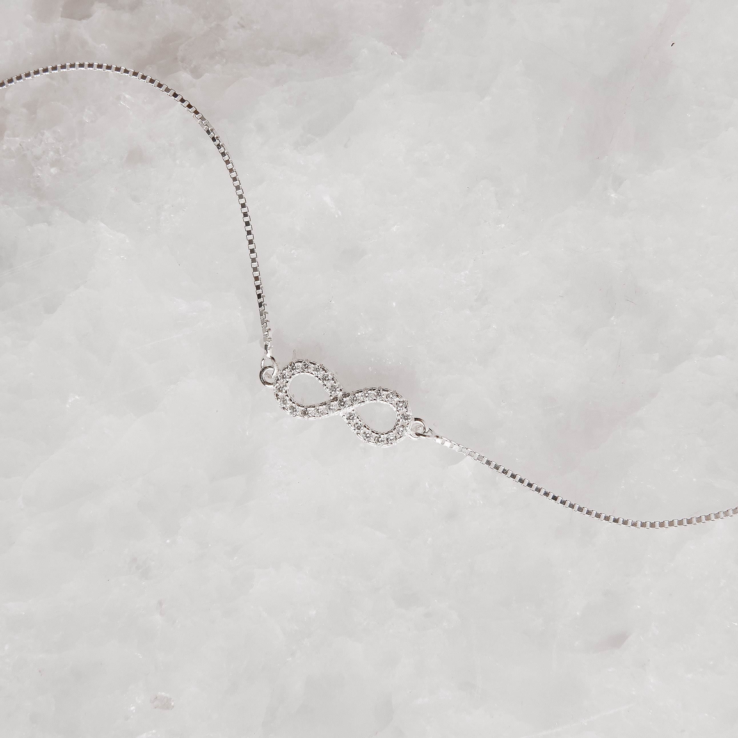 Pulseira entremeio infinito cravejado 14mm v15 16+4cm