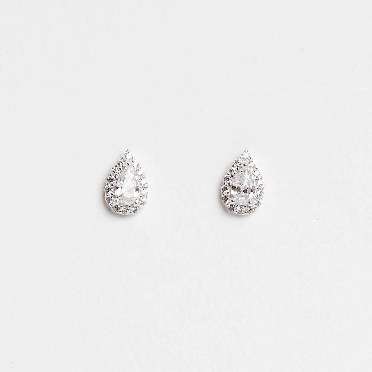 Conjunto brinco e colar zircônia gota com cravejado 6mm corrente cadeadinho 40cm