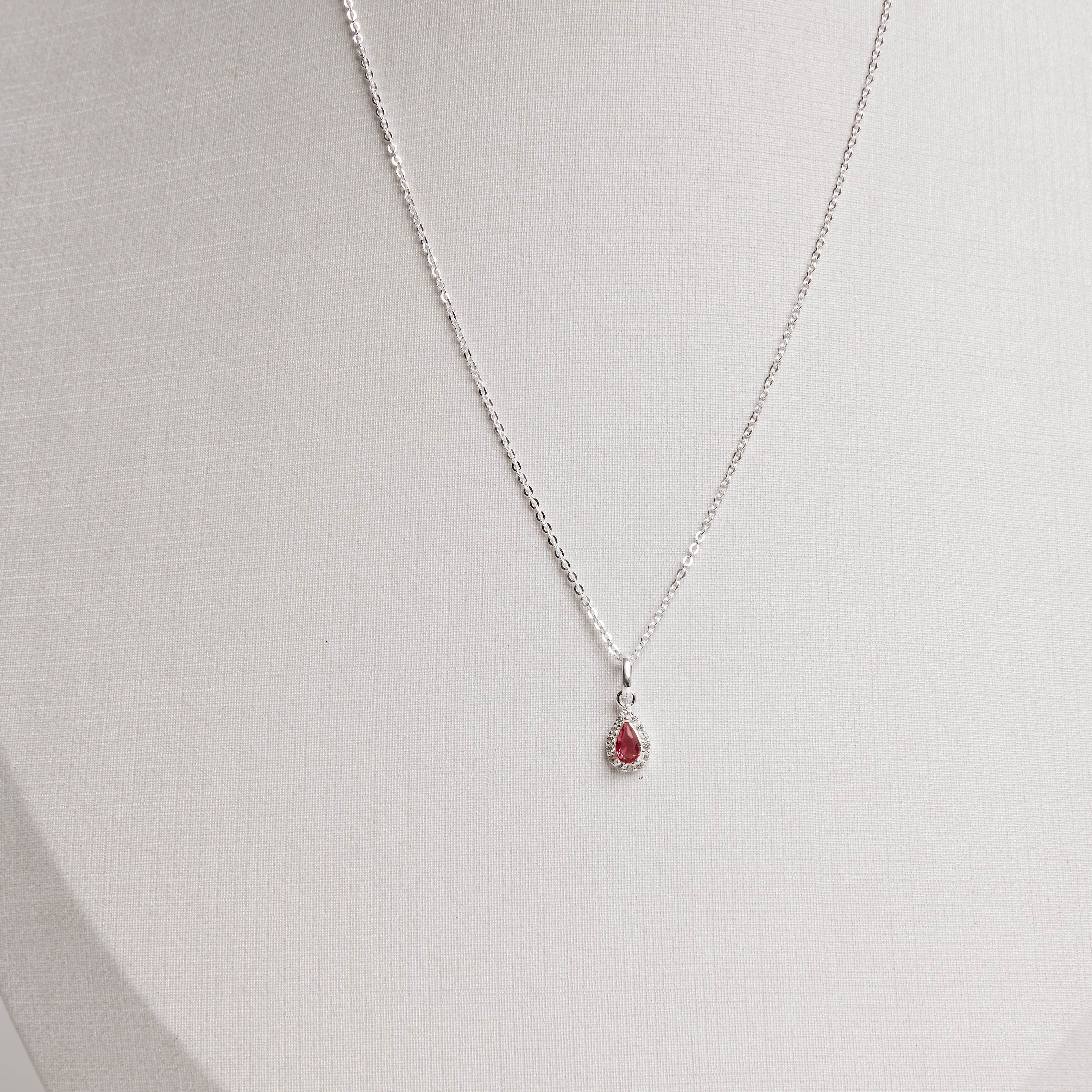 Conjunto brinco e colar zircônia gota rubi com cravejado 6mm corrente cadeadinho 40cm