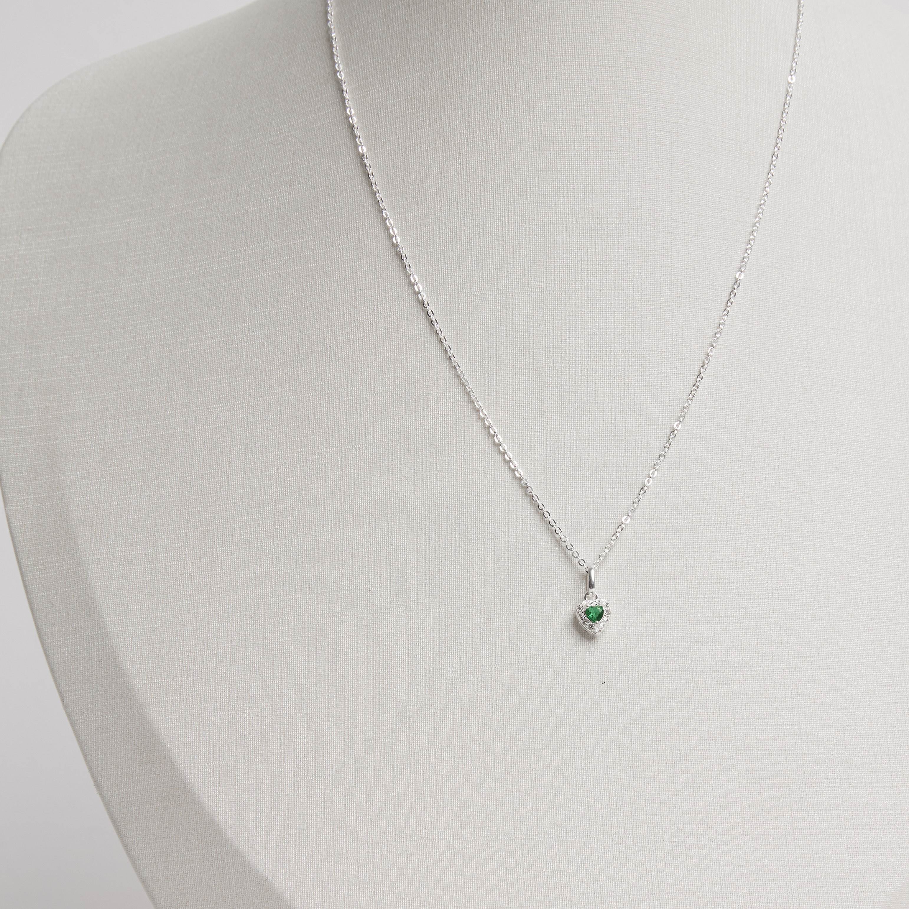 Conjunto brinco e colar zircônia coração esmeralda com cravejado 6mm corrente cadeadinho 40cm
