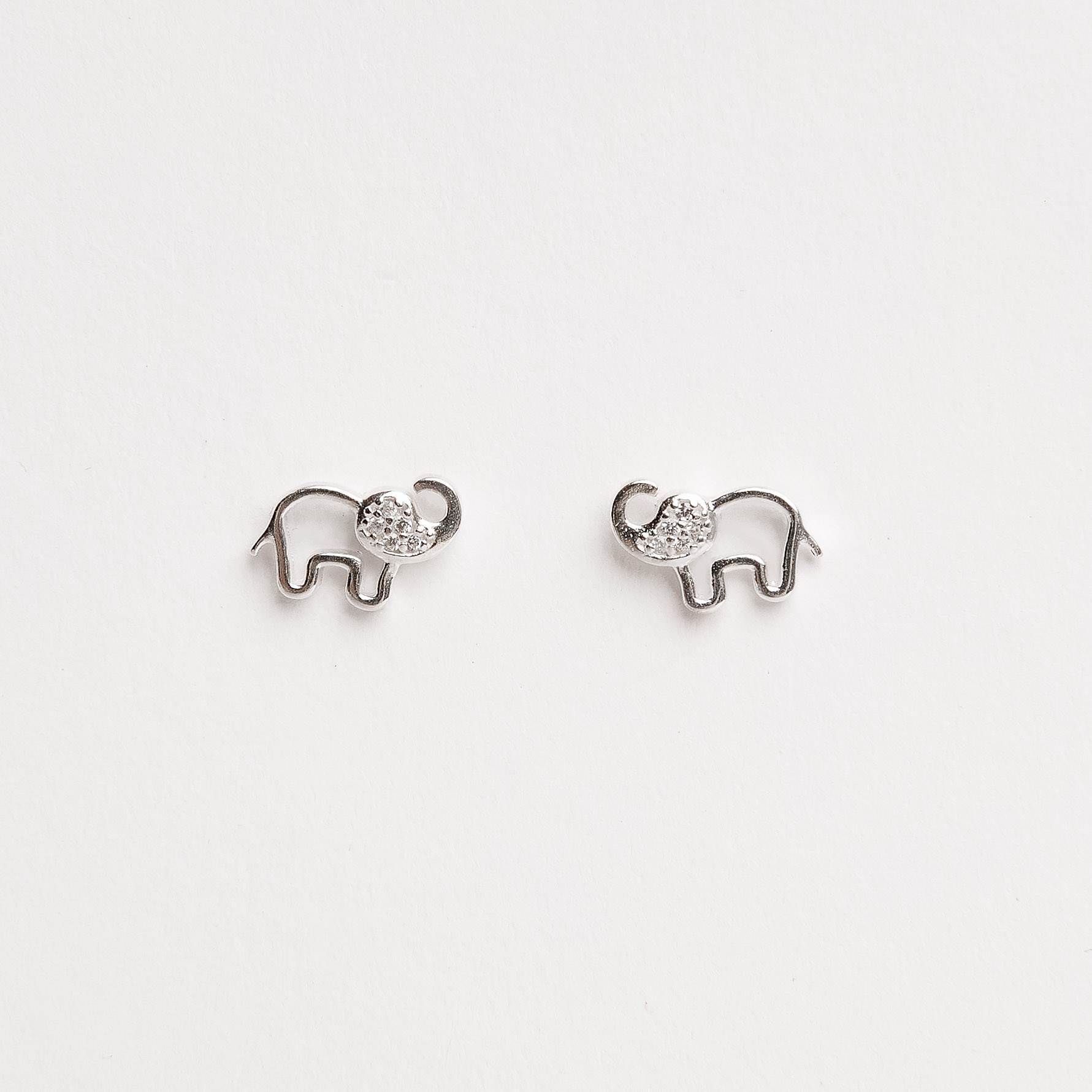 Brinco elefante vazado cabeça cravejada 10mm