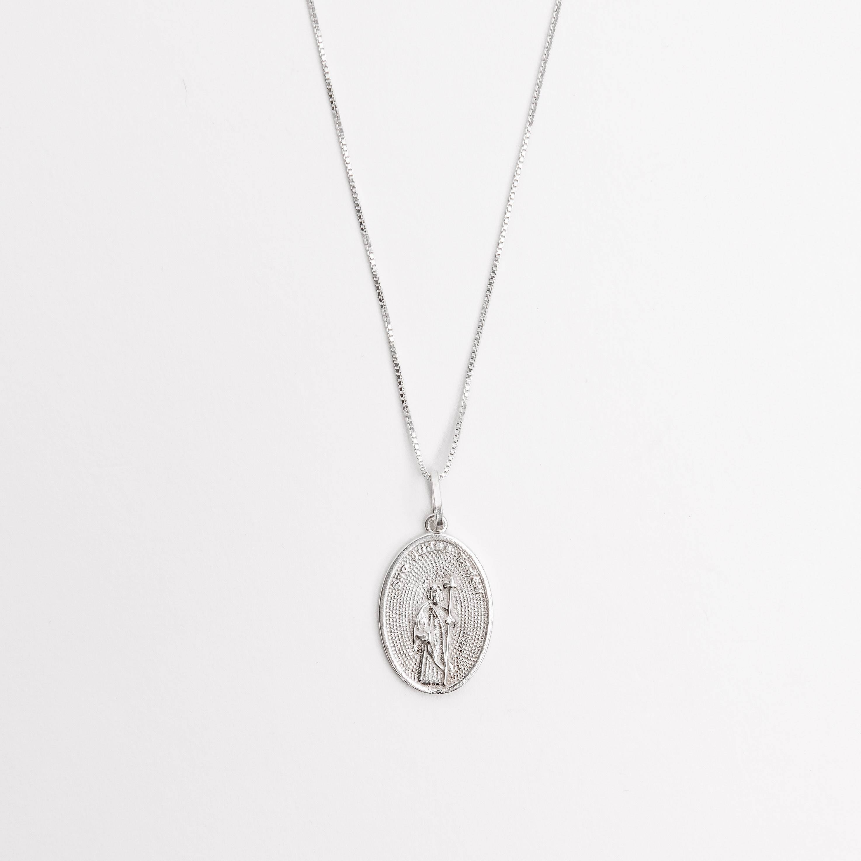 Colar pingente medalha São Judas Tadeu 20mm 45cm