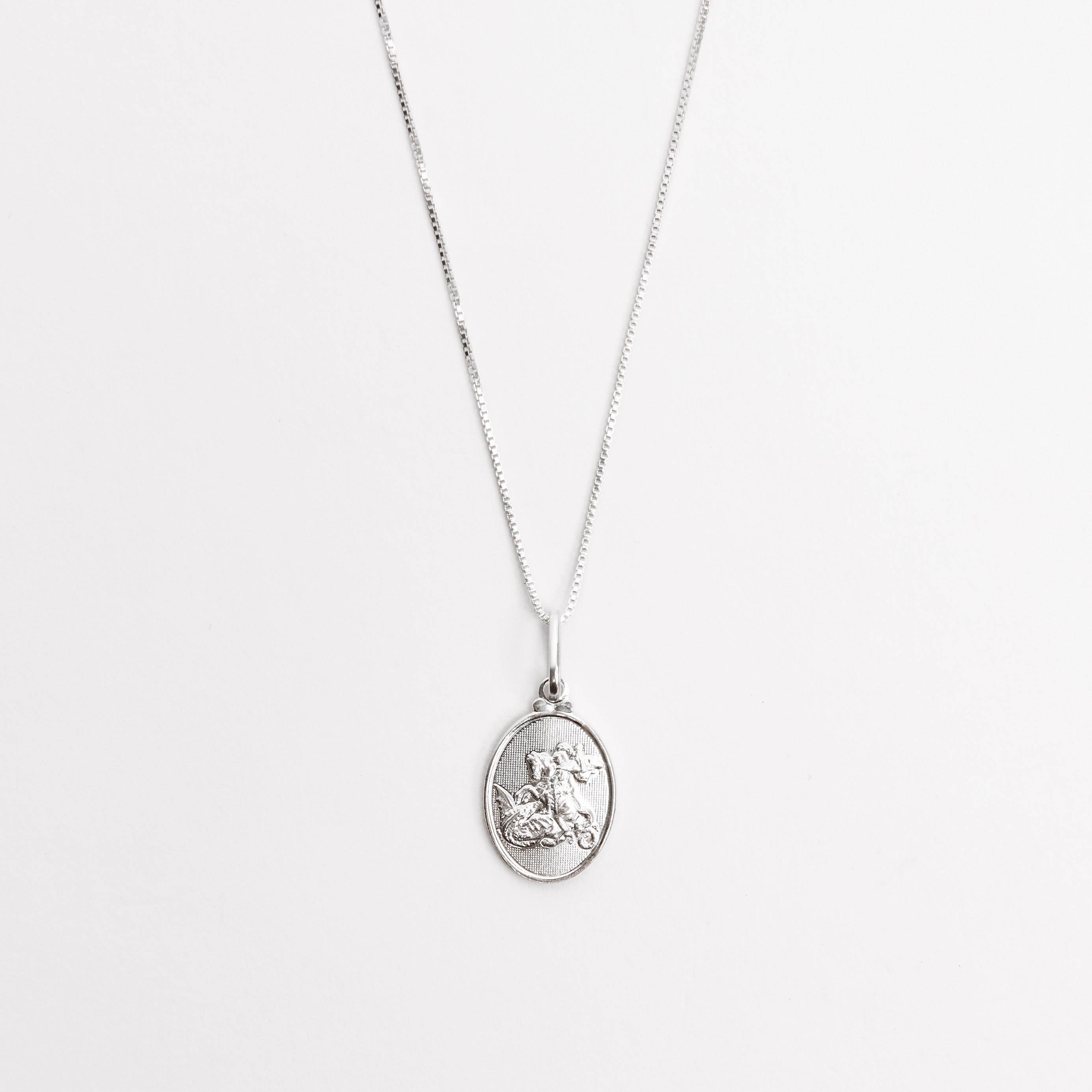 Imagem Colar pingente medalha São Jorge 16mm 45cm