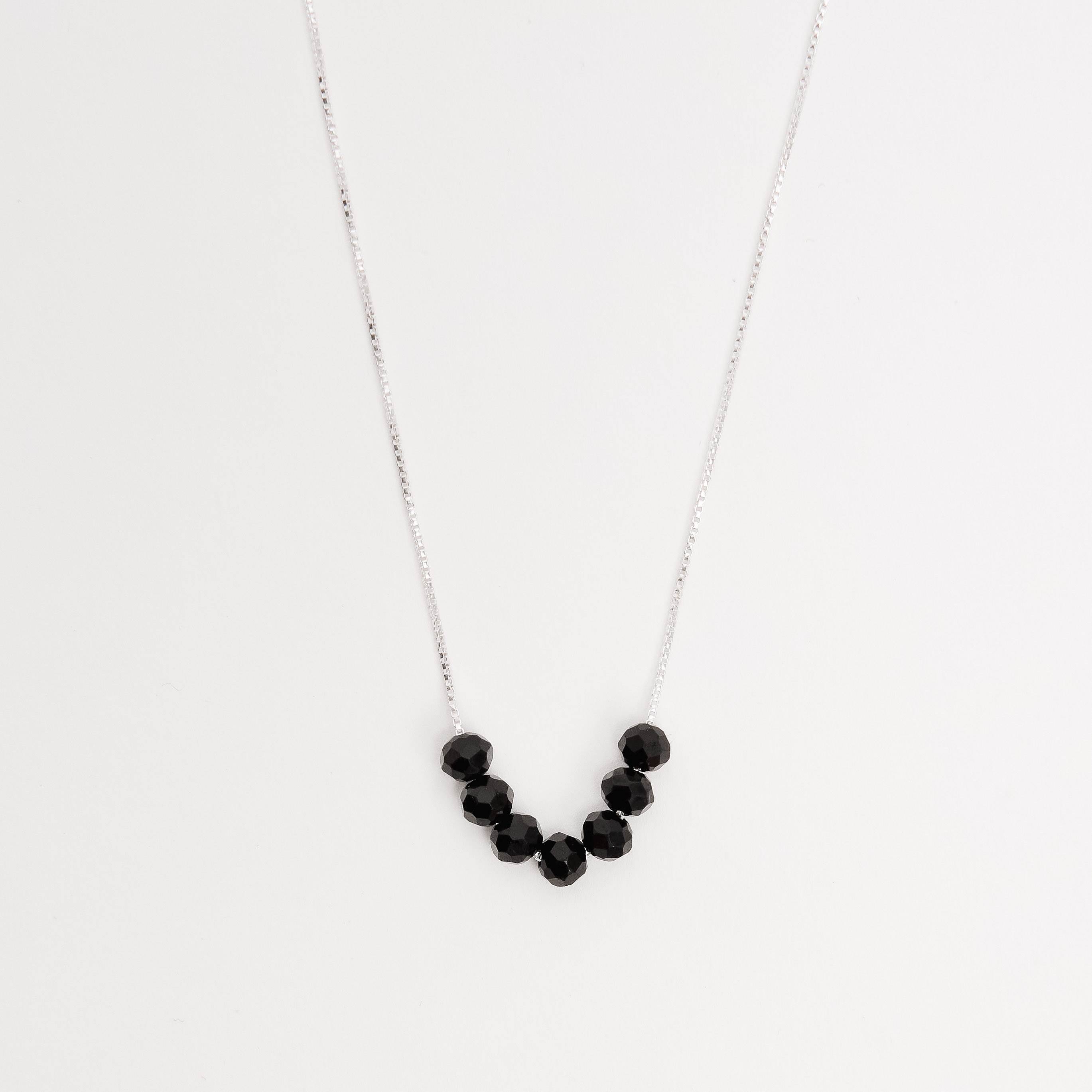 Colar cristal preto 4mm 45cm