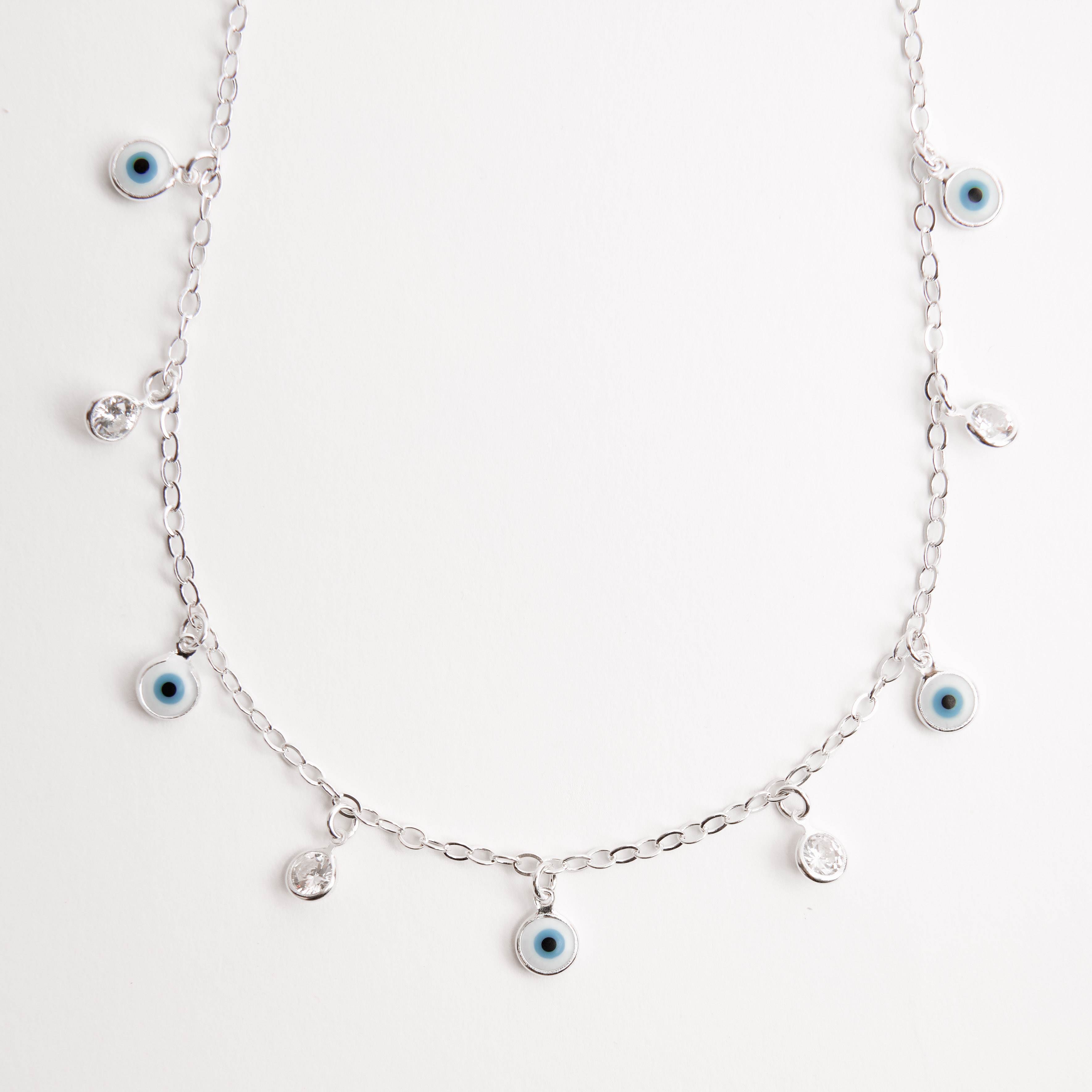 Choker pingentes olhos gregos e zircônias corrente cadeado
