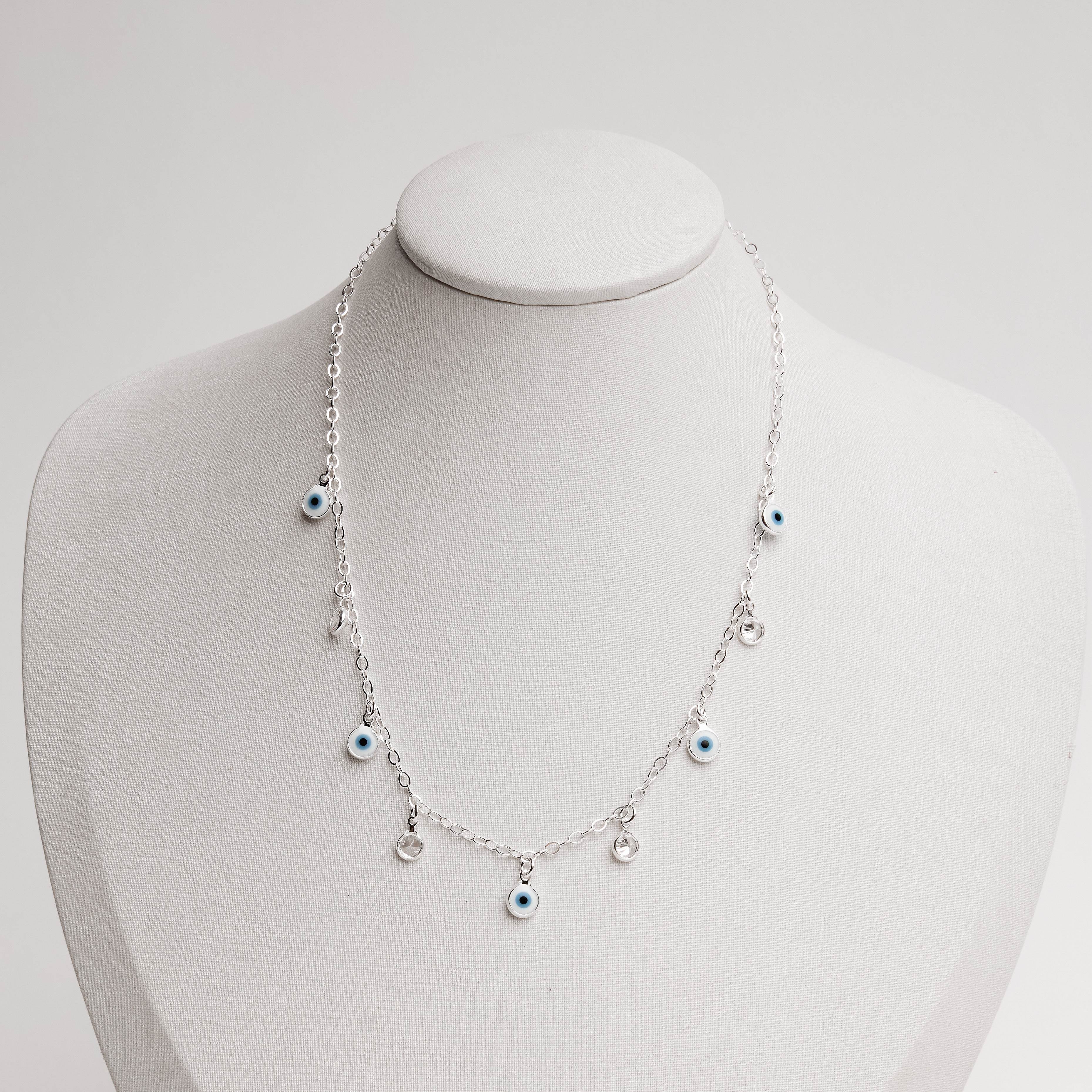 Choker pingentes olhos gregos e zircônias corrente cadeado