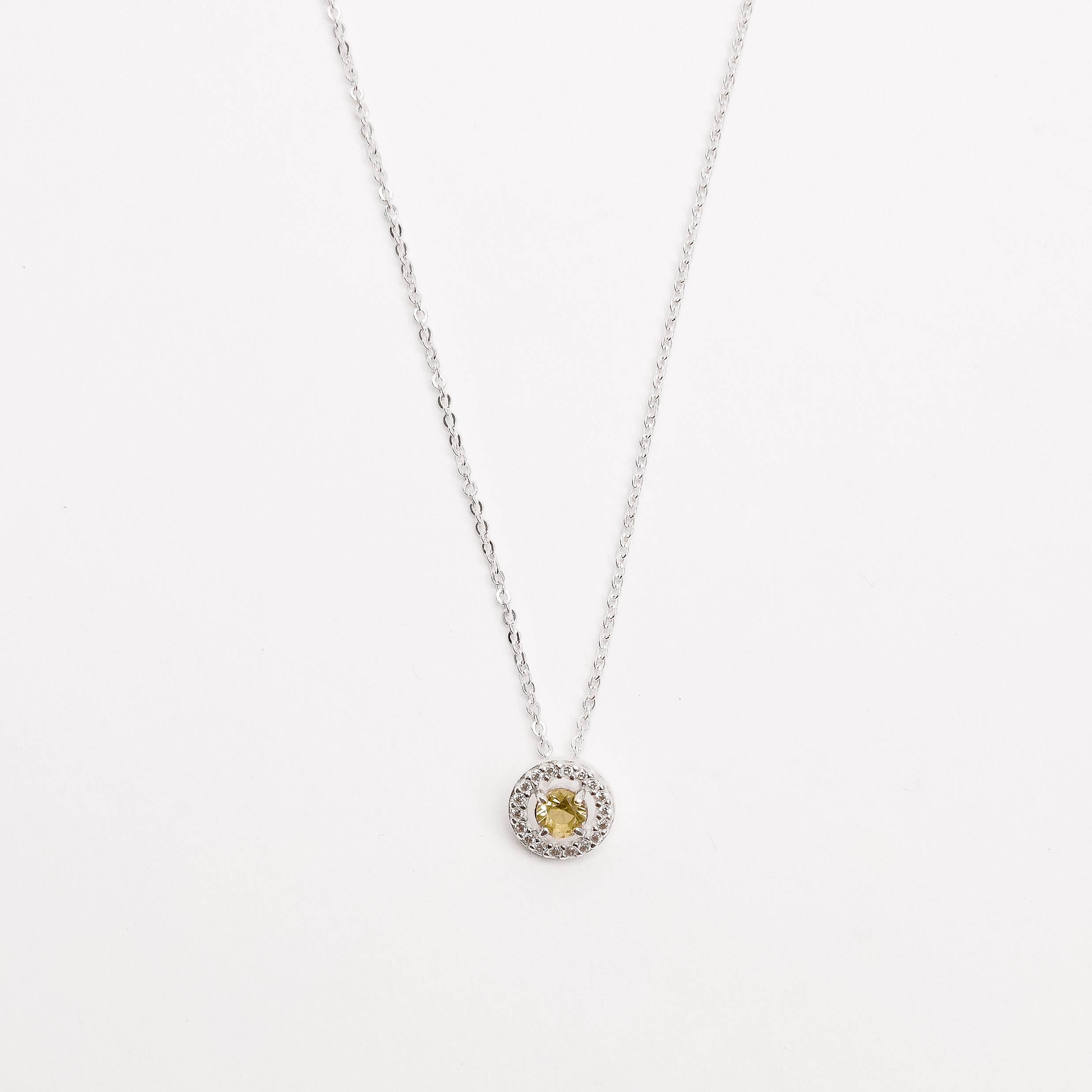 Imagem Colar zircônia redonda amarela com cravejado 9mm corrente cadeadinho 45cm