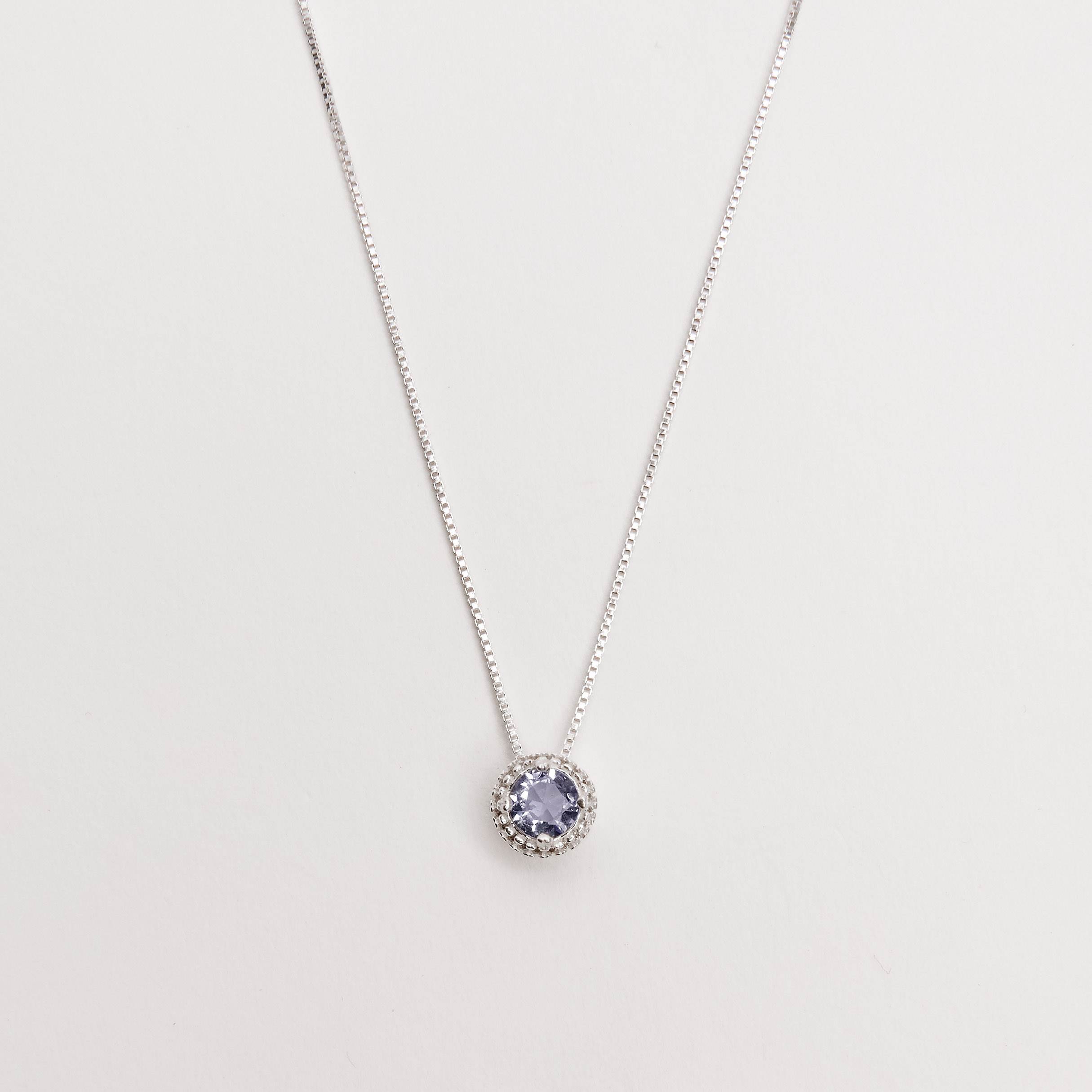 Imagem Colar zircônia redonda lilás com cravejado 7mm 40cm