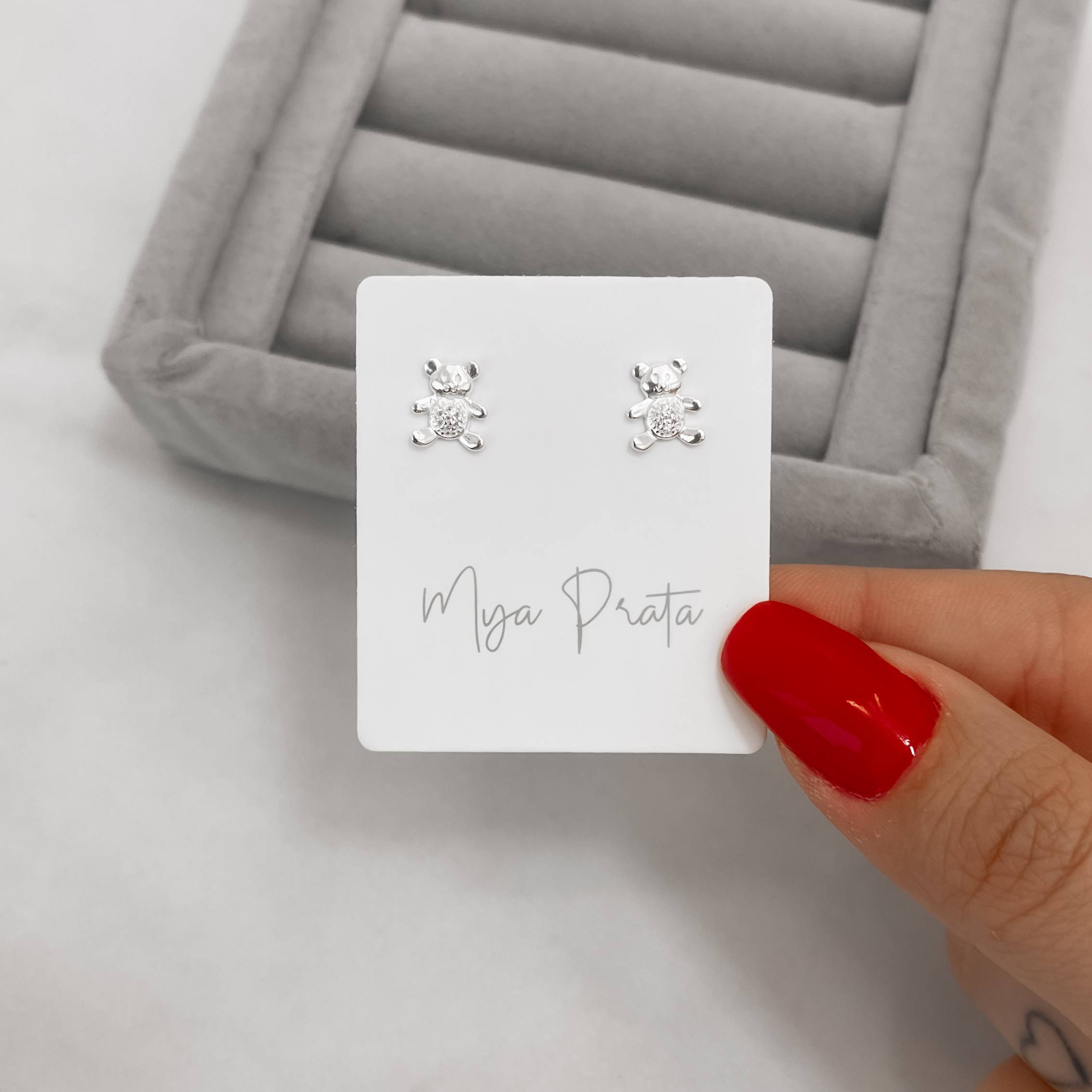 Imagem Brinco urso detalhe cravejado 9mm