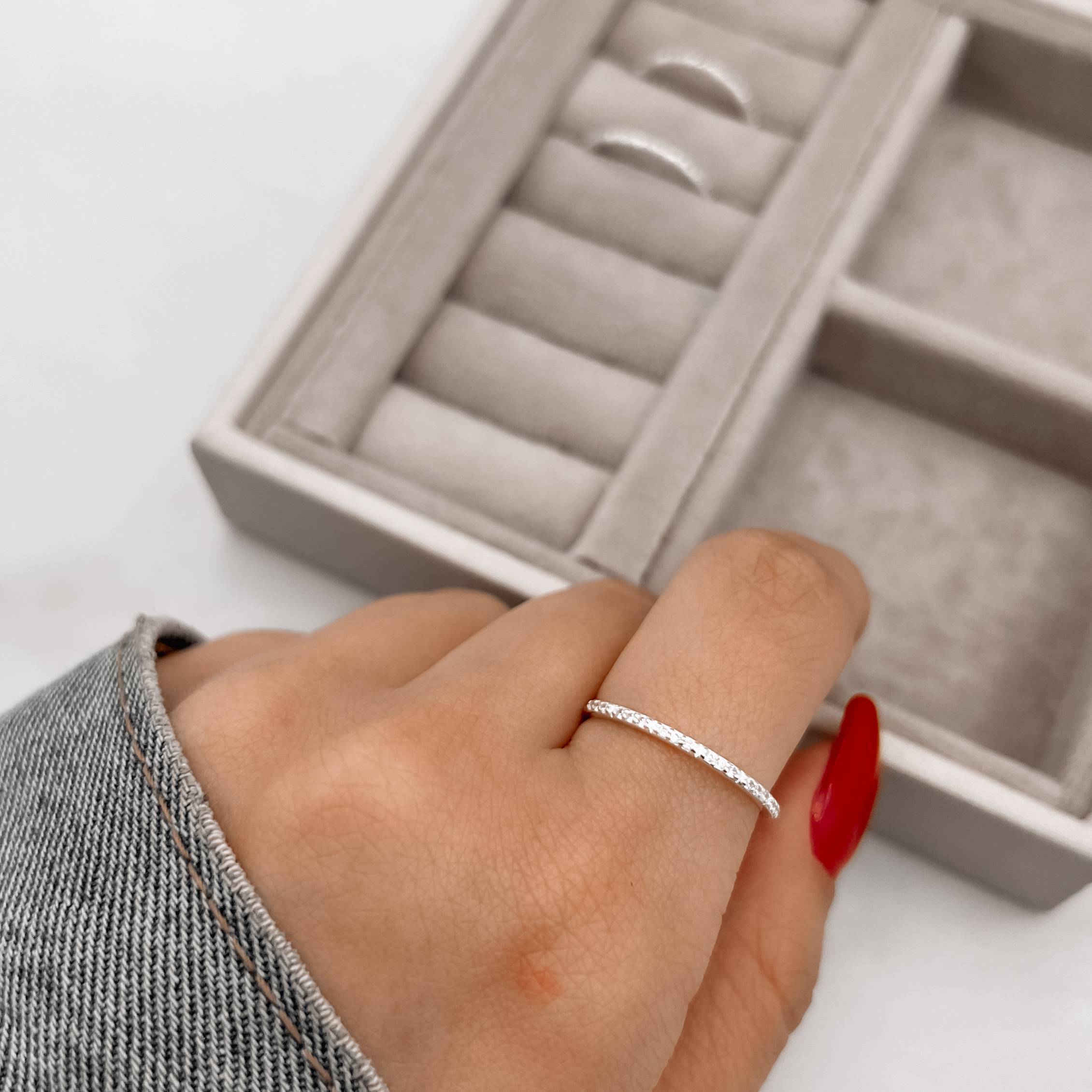 Anel meia aliança fina importada