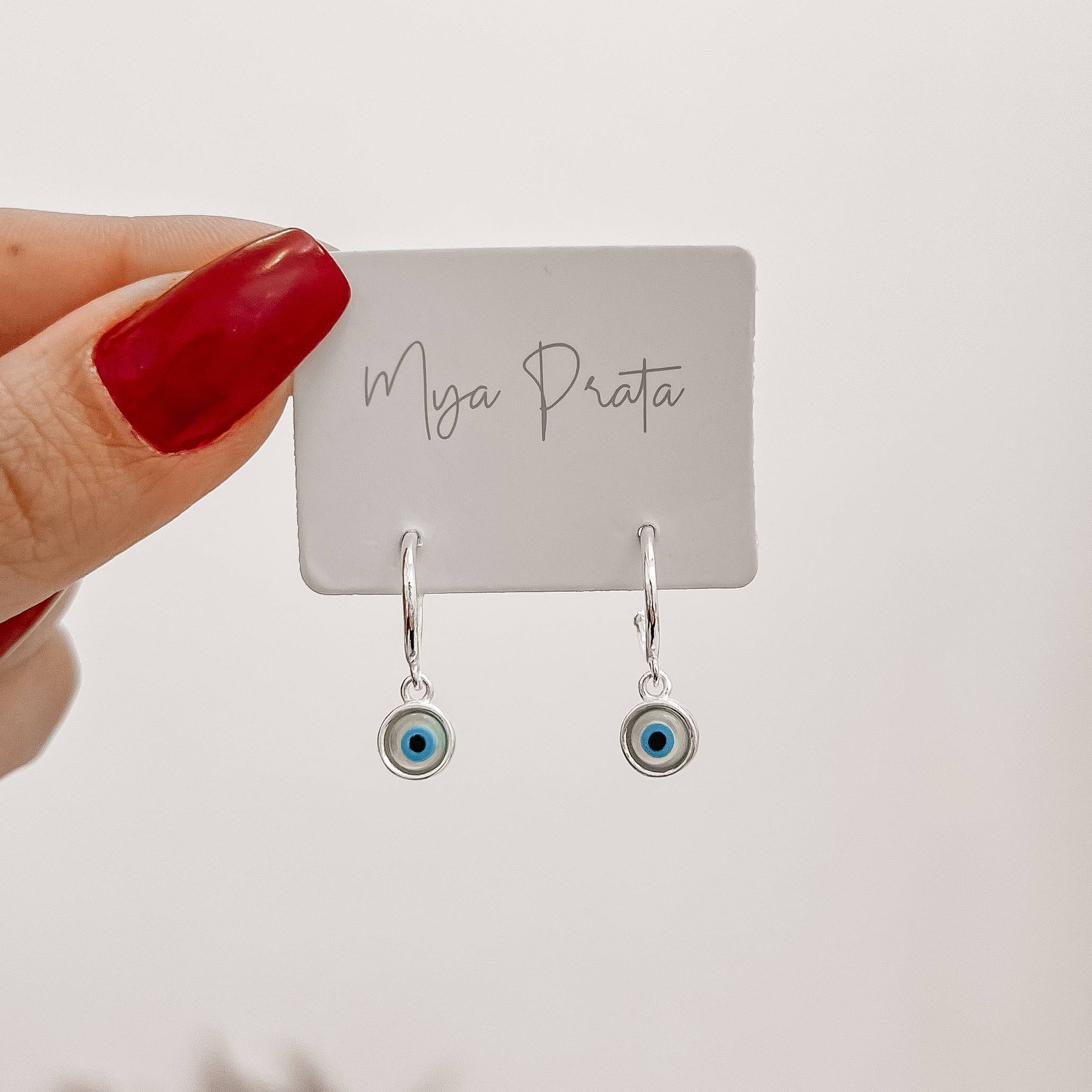 Imagem Secundária Argola 12mm pingente olho grego madrepérola tarraxa