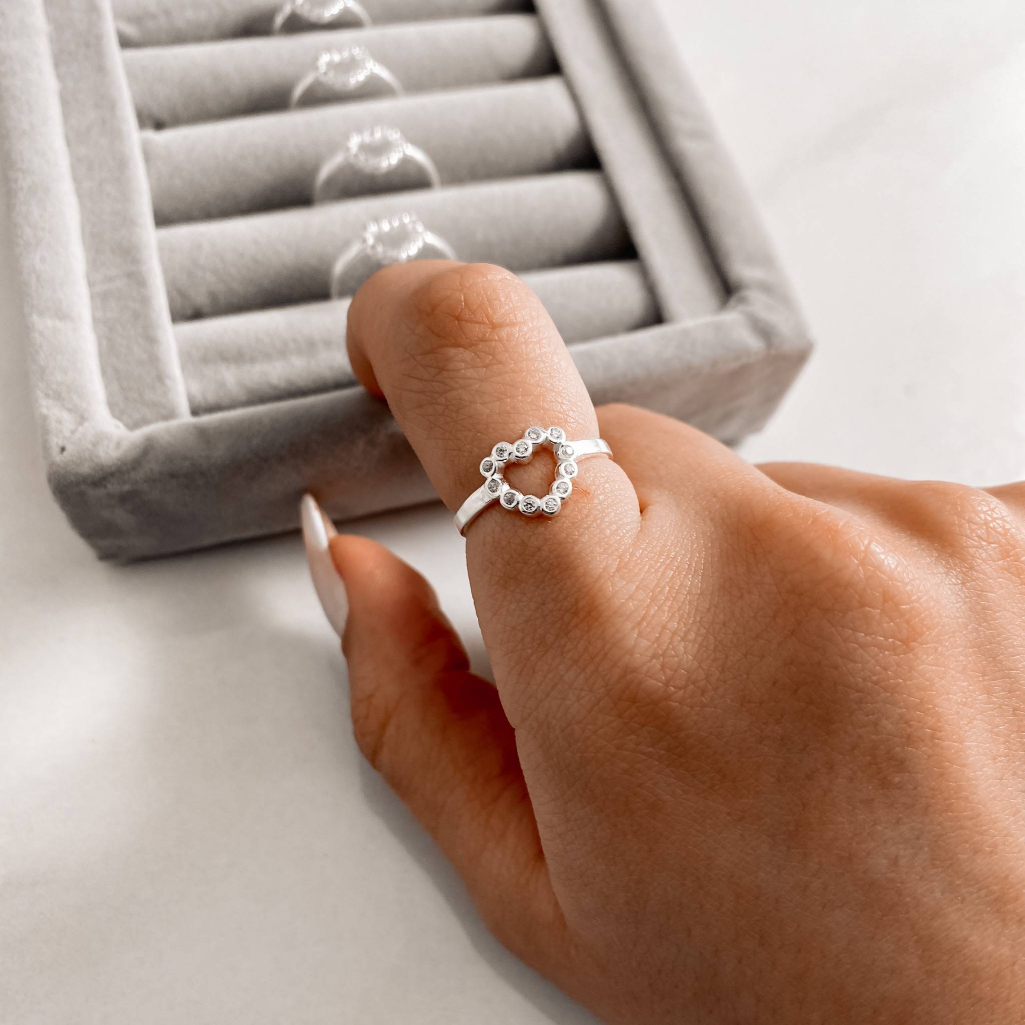 Imagem Secundária Anel coração cravejado