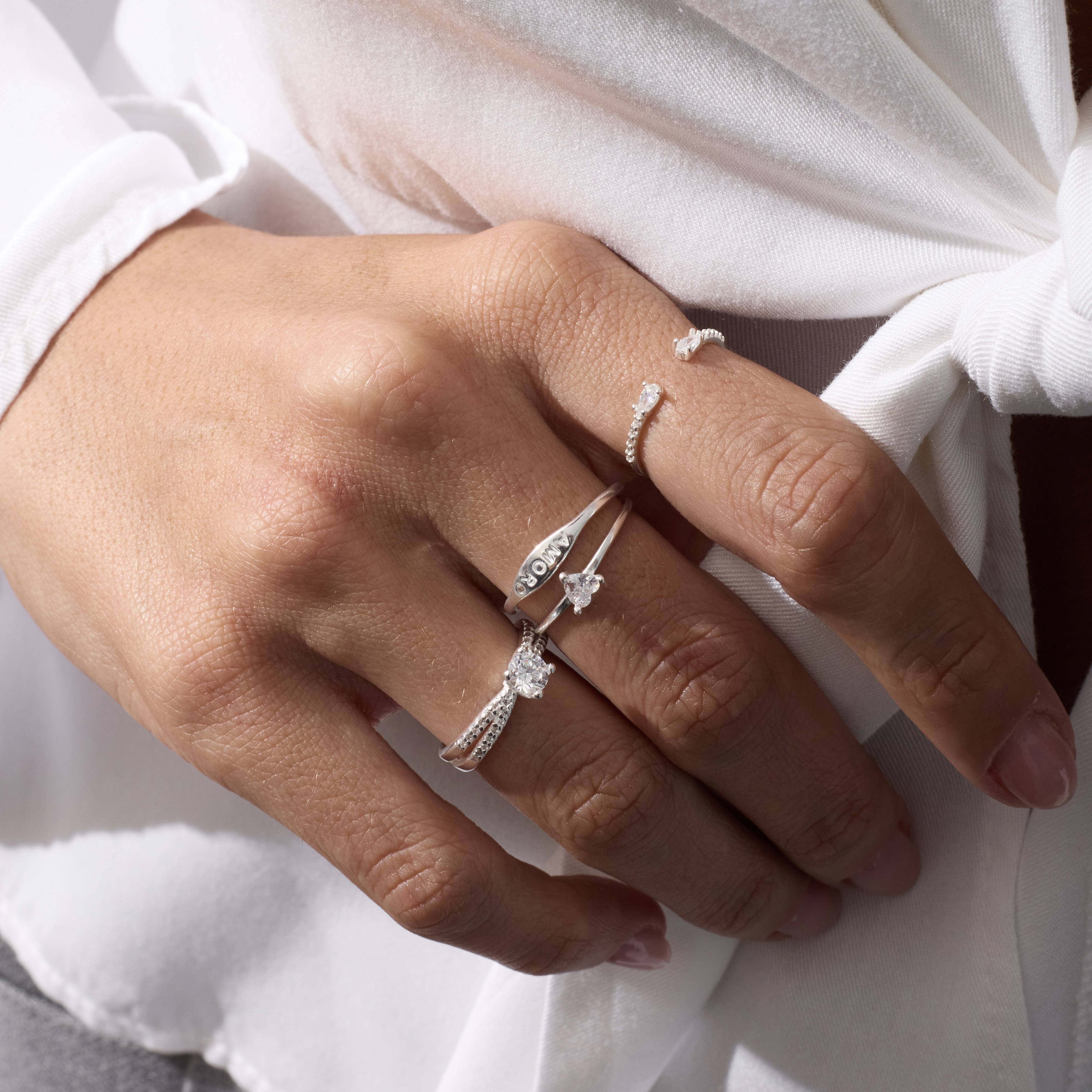 Imagem Secundária Anel 2 pontas cravejadas regulável P