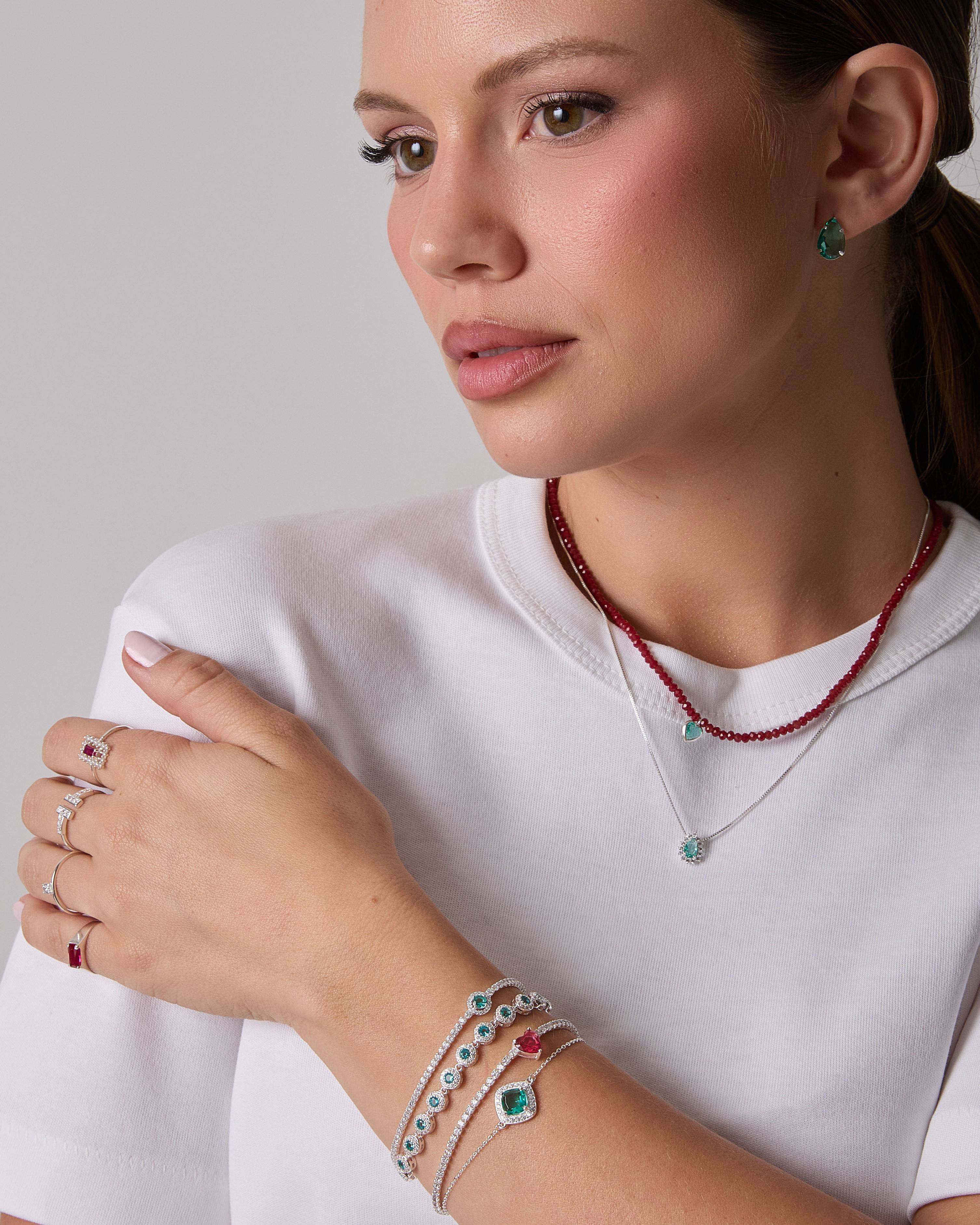 Mix para inspirar Pulseira entremeio zircônia losango turmalina com cravejado 12mm 16+4cm