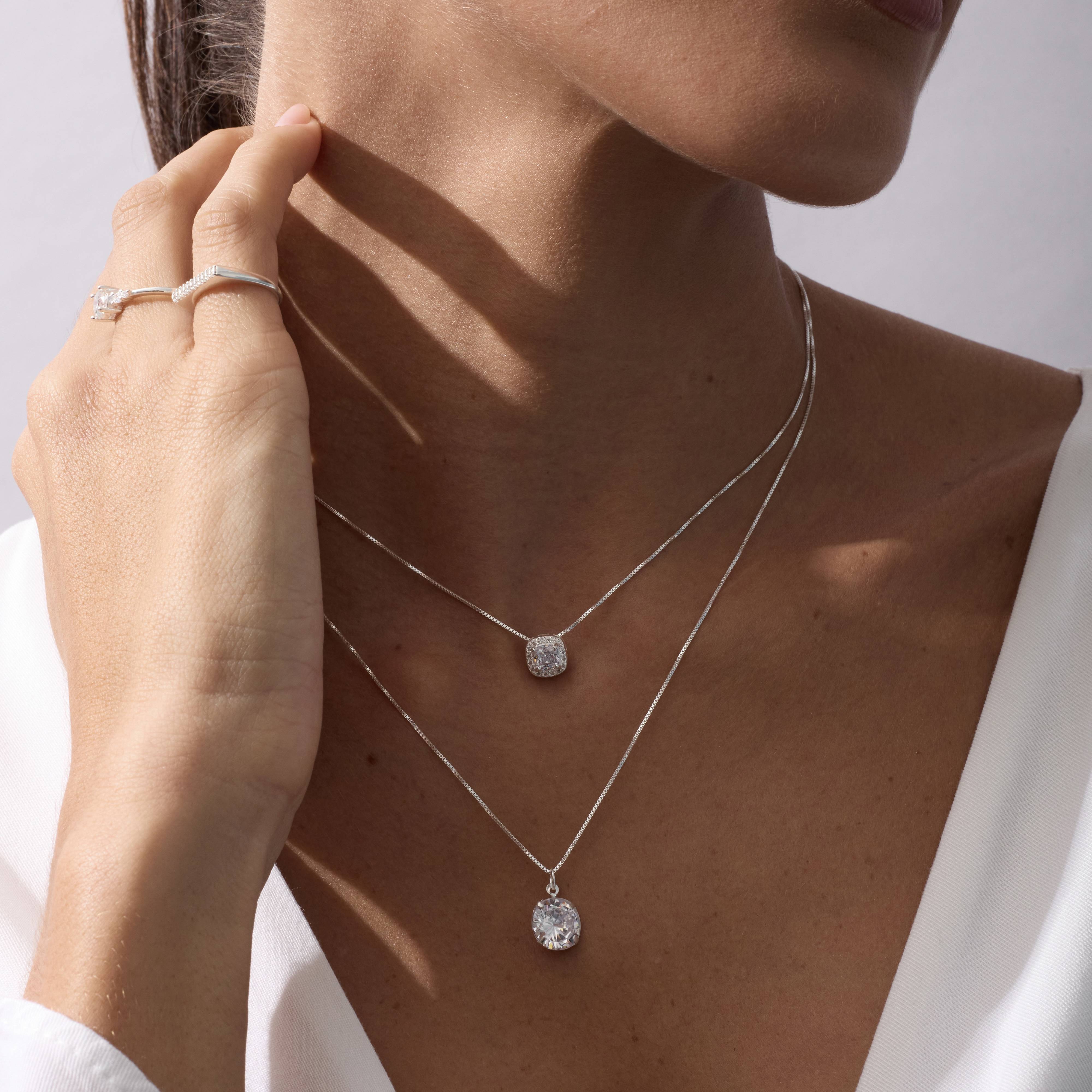 Imagem Secundária Colar zircônia quadrada com cravejado 8mm 40cm