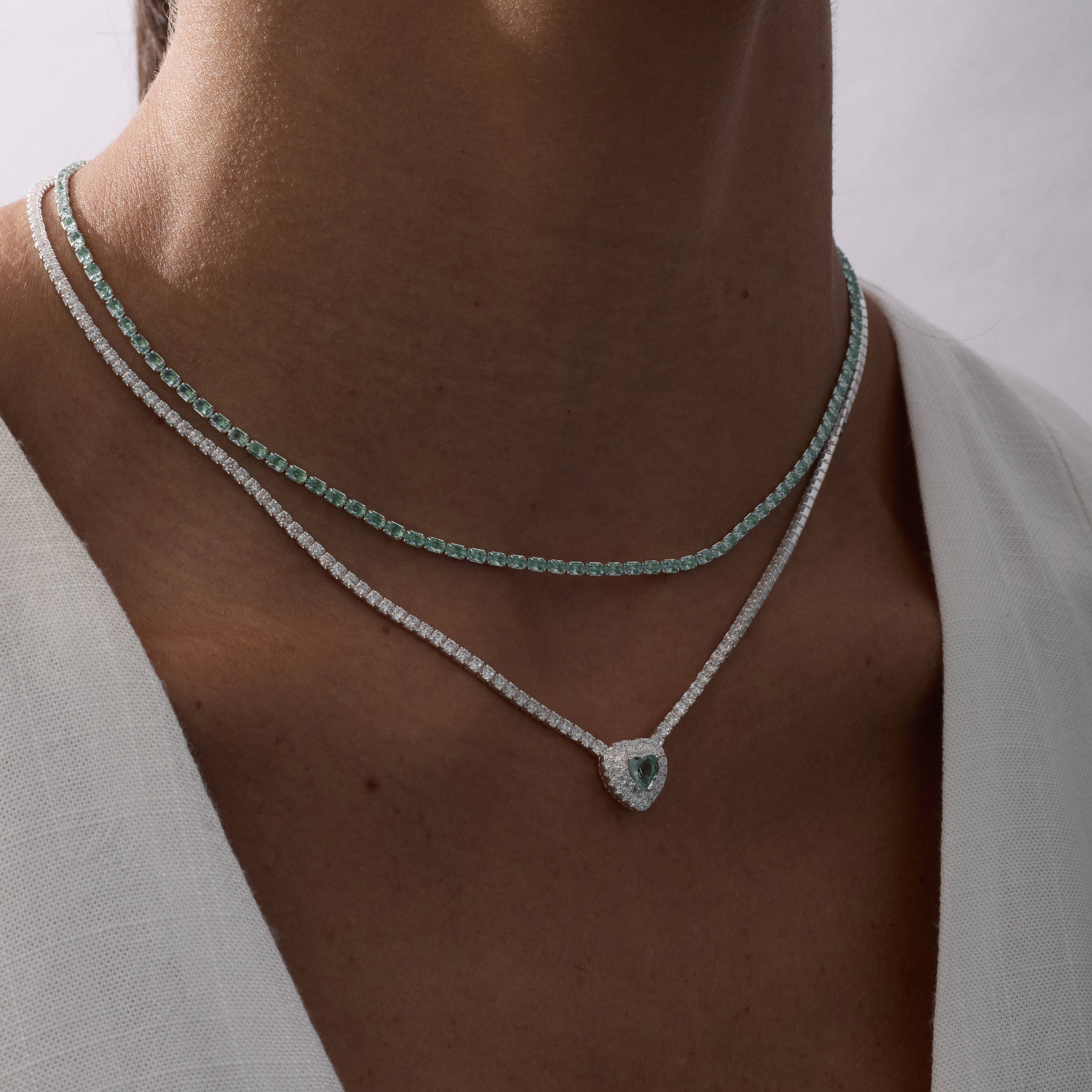 Imagem Secundária Colar Riviera 2.0 entremeio zircônia coração turmalina com cravejado 11mm 40+5cm