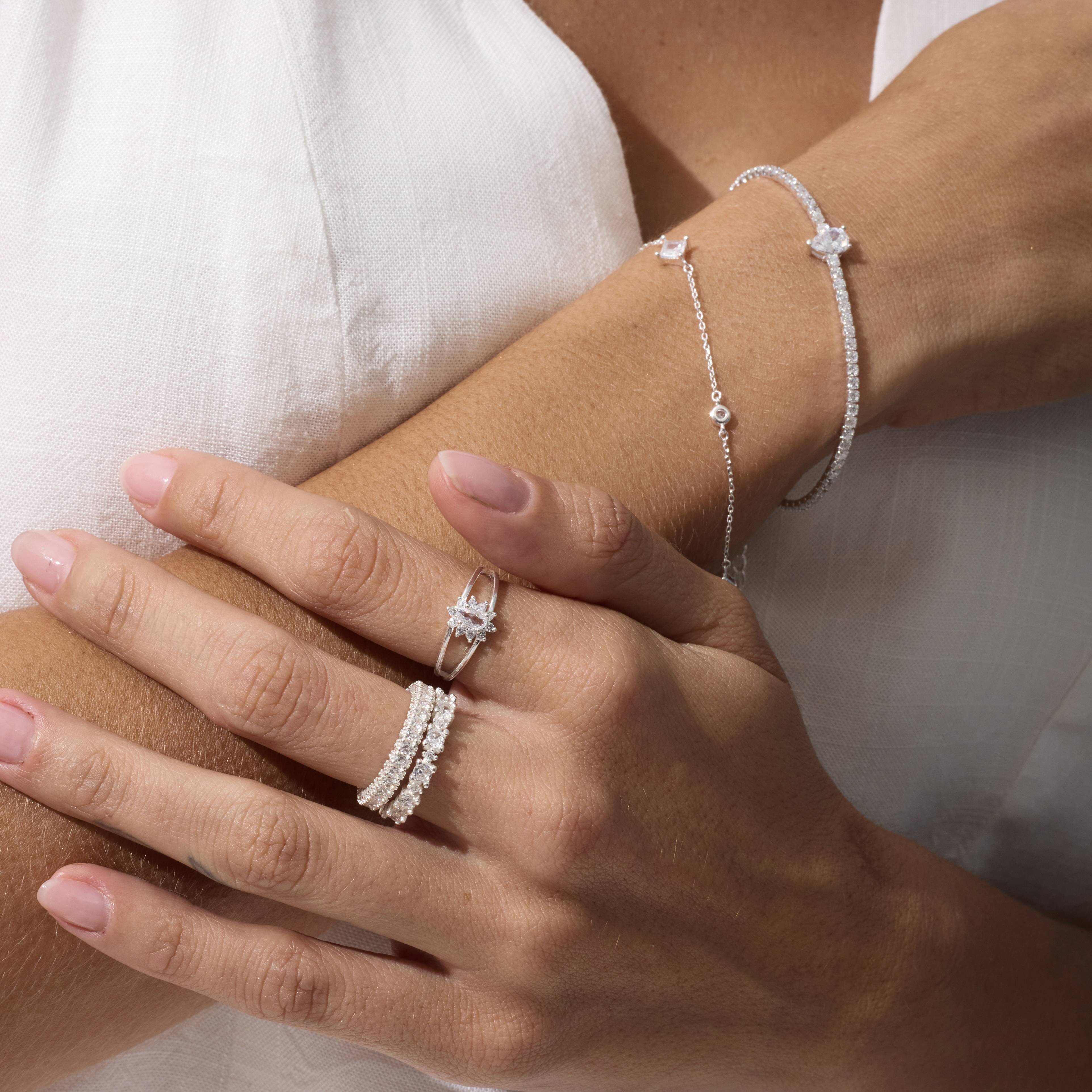 Imagem Secundária Pulseira Riviera 2mm detalhe zircônia gota 16+4cm