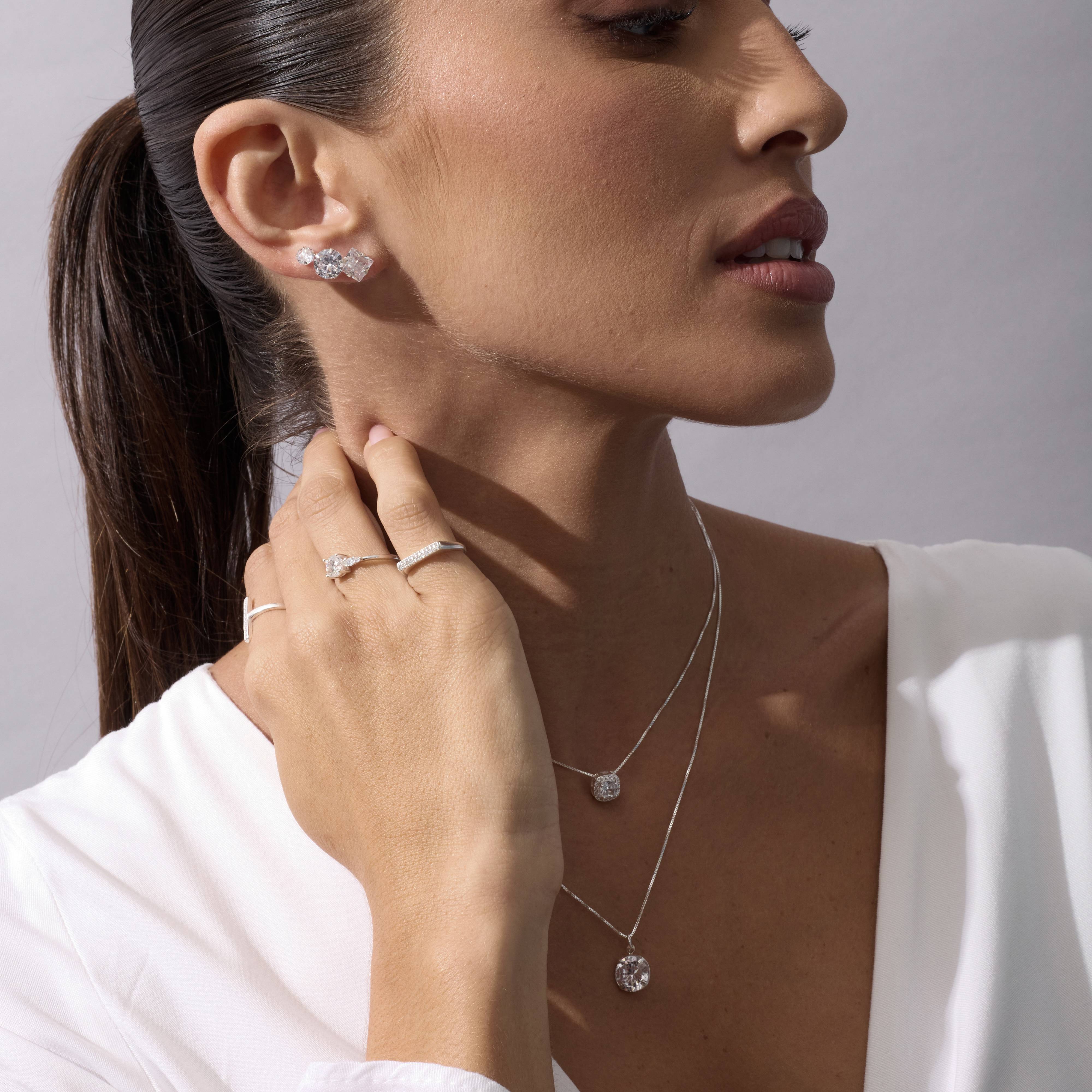 Imagem Secundária Brinco zircônia redonda cristal 7mm