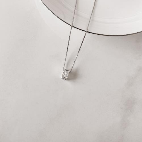 Colar zircônia retangular 7mm 40cm