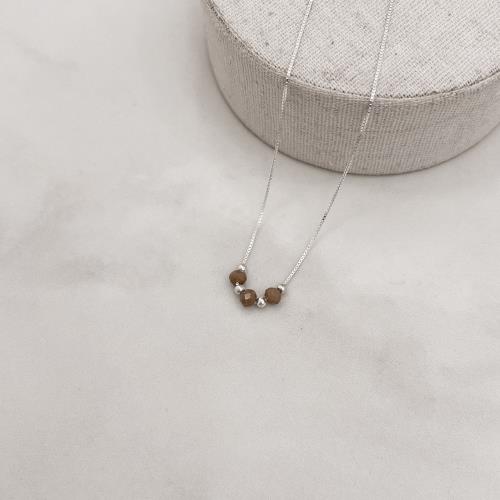 Colar cristal marrom claro 4mm com bolas 45cm