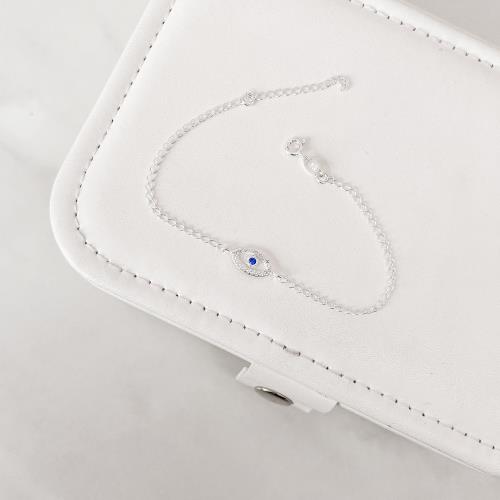 Pulseira entremeio olho cravejado detalhe zircônia azul 12mm