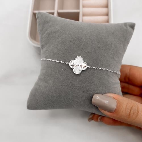 Pulseira entremeio trevo com vinco 14mm