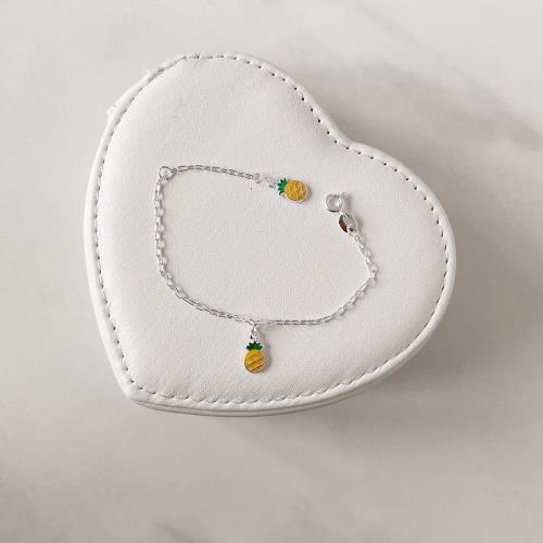 Pulseira infantil pingentes abacaxi resina 10mm