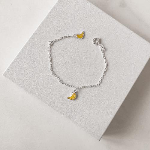 Pulseira infantil pingentes bananas resina 10mm