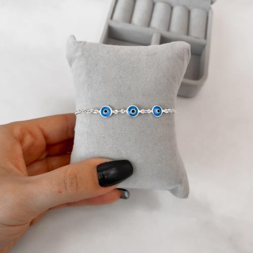 Pulseira entremeios olho grego azul 7mm