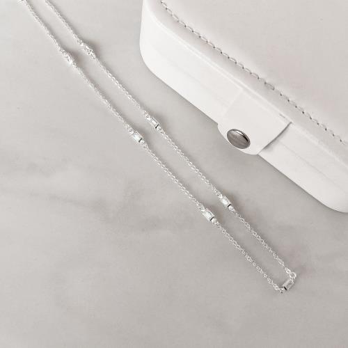 Colar entremeio zircônias retangulares 6mm 45cm