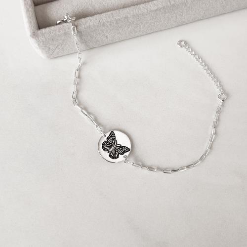 Pulseira entremeio medalha dupla face borboleta e frase 15mm