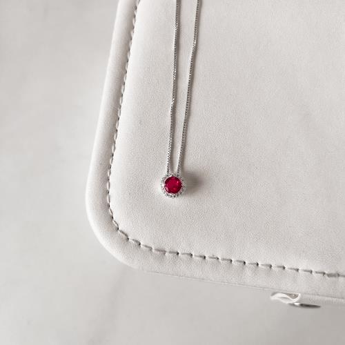 Colar zircônia redonda cereja com cravejado 7mm 40cm