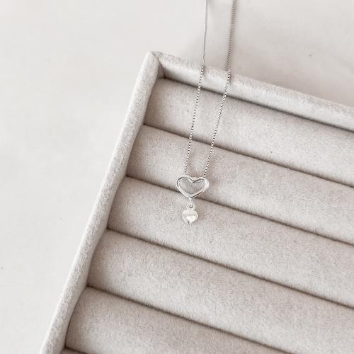 Colar coração vazado 9mm com pingente coração 45cm