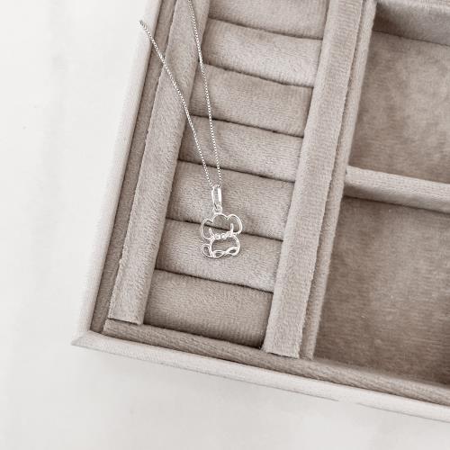 Colar pingente cachorro vazado com zircônias 12mm 45cm