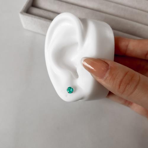 Brinco zircônia redonda acqua 5mm