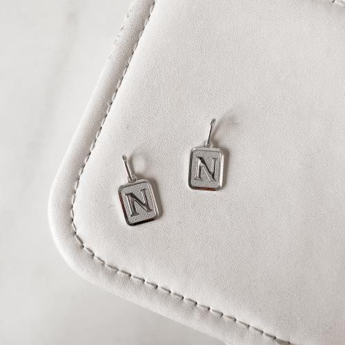 Pingente placa letra N 12mm 