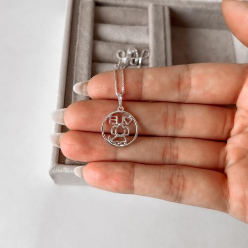 Colar pingente eu amo cachorro 17mm 45cm