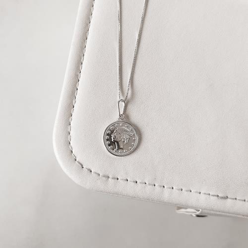 Colar pingente medalha moeda libra 15mm 45cm