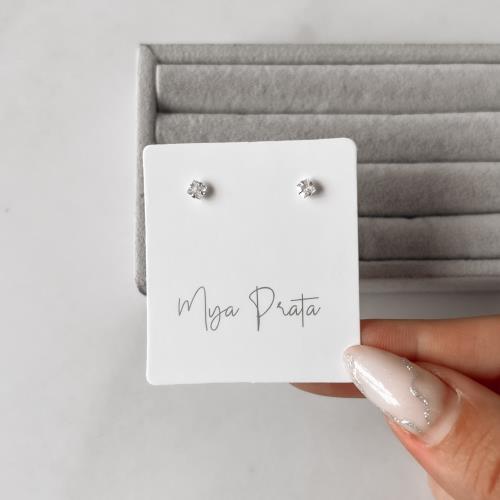 Brinco zircônia quadrada cristal 3mm