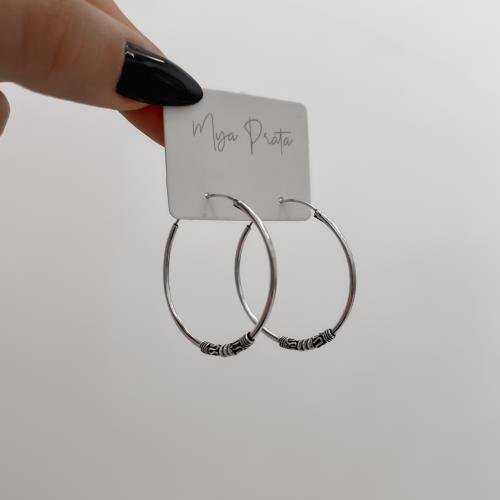 Argola indiana detalhe tribal e molas 35mm envelhecida