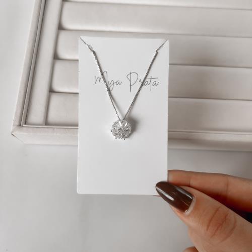 Colar flor cravejada trabalhada 15mm 45cm