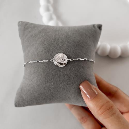 Pulseira entremeio medalha texturizada 13mm