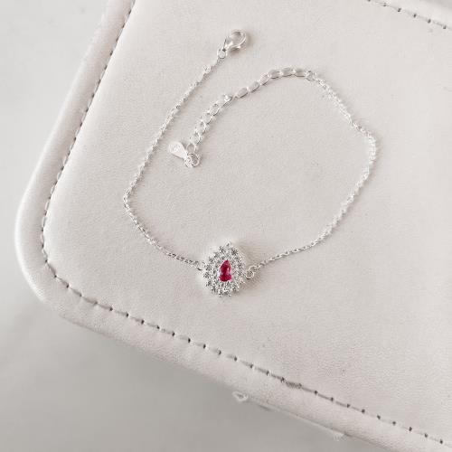 Pulseira entremeio zircônia gota rosa com cravejado 13mm