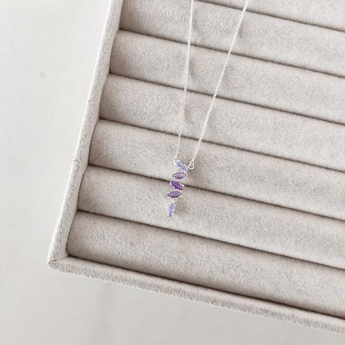 Colar entremeio zircônias navete lilás 21mm v15 40+5cm
