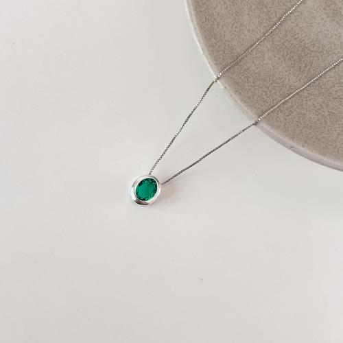 Colar zircônia oval turmalina 11mm 45cm