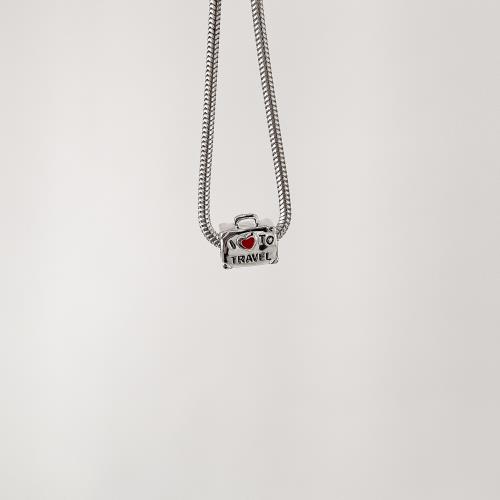 Berloque separador mala escrito I love to travel resina 11mm envelhecido