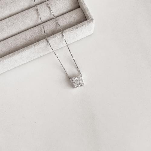 Colar zircônia quadrada com cravejado 9mm 45cm
