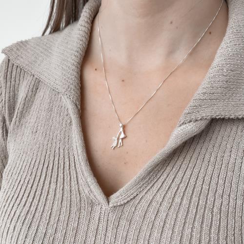 Colar mãe e filha cravejada 23mm 45cm